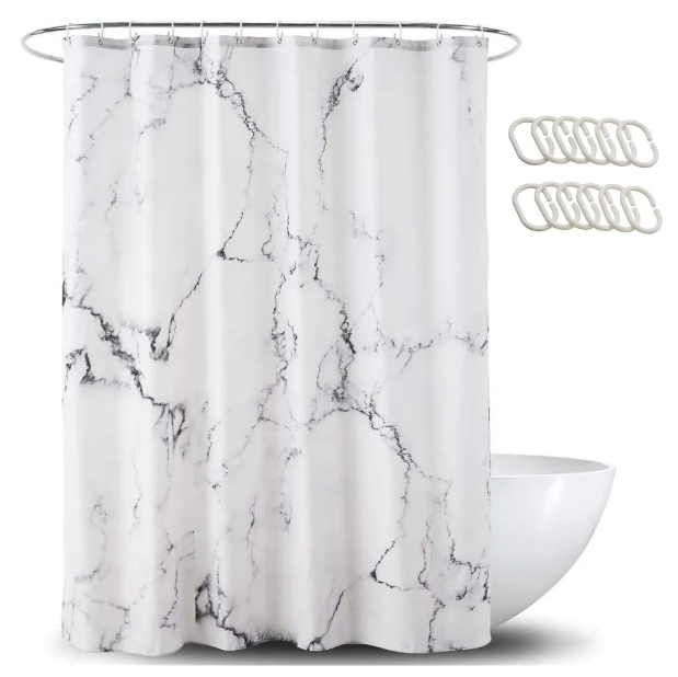 Foto 1 | Xtellar Elegante Cortina De Baño, Mármol Blanco, 180x200 Cm, Impermeable & Antimoho