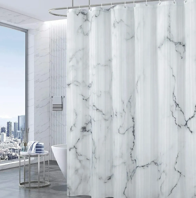 Foto 2 | Xtellar Elegante Cortina De Baño, Mármol Blanco, 180x200 Cm, Impermeable & Antimoho