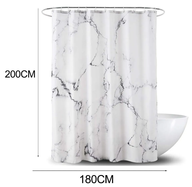 Foto 5 pulgar | Xtellar Elegante Cortina De Baño, Mármol Blanco, 180x200 Cm, Impermeable & Antimoho