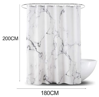 Foto 4 | Xtellar Elegante Cortina De Baño, Mármol Blanco, 180x200 Cm, Impermeable & Antimoho