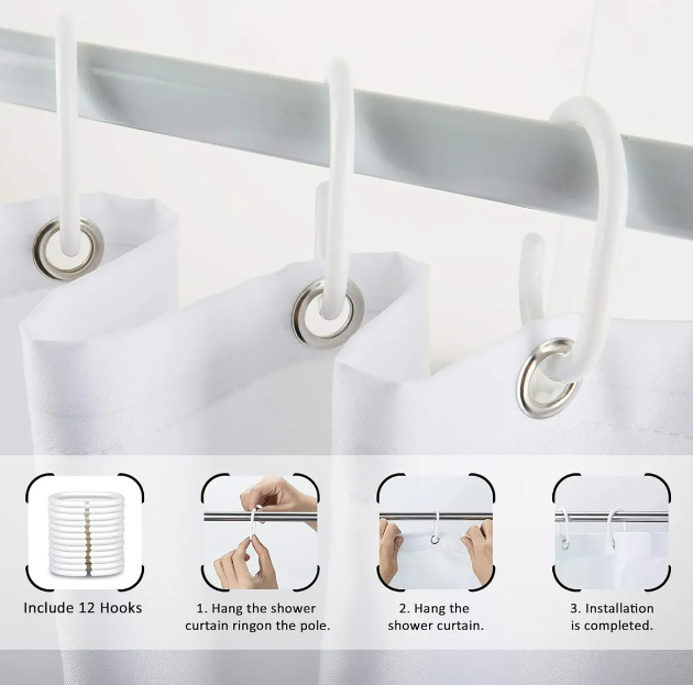 Foto 4 | Xtellar Cortina De Baño Elegante Y Práctica, Impermeable, Con Ganchos Incluidos