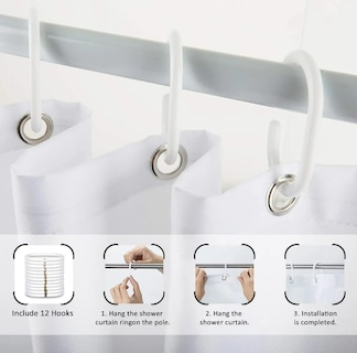 Foto 4 | Xtellar Cortina De Baño Elegante Y Práctica, Impermeable, Con Ganchos Incluidos