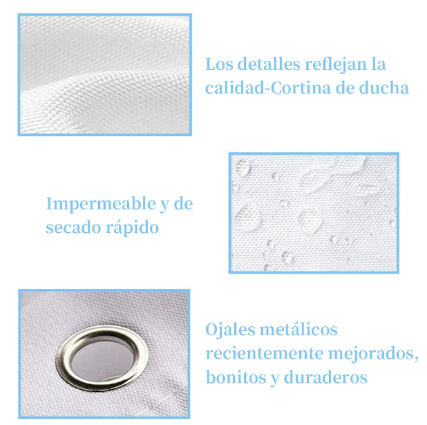 Foto 4 | Cortina De Baño Xtellar Premium 180x180cm, Impermeable Y Decorativa Con Ganchos Incluidos