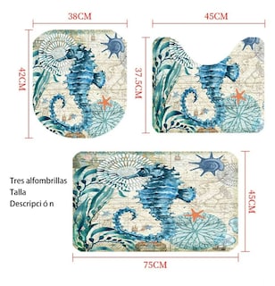 Foto 3 | Set De Baño Premium Xtellar Delfines: Cortina Impermeable Y Juego De 3 Alfombrillas De Lujo