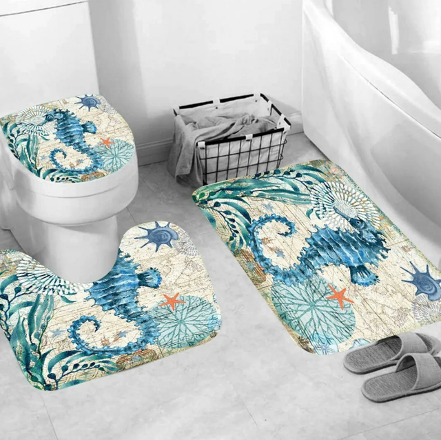 Foto 5 pulgar | Set De Baño Premium Xtellar Delfines: Cortina Impermeable Y Juego De 3 Alfombrillas De Lujo