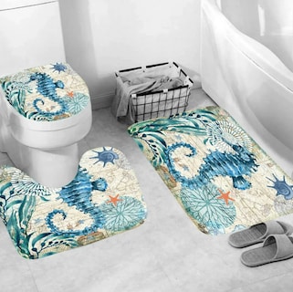 Foto 4 | Set De Baño Premium Xtellar Delfines: Cortina Impermeable Y Juego De 3 Alfombrillas De Lujo