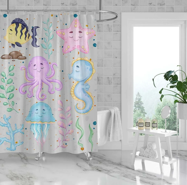 Foto 3 pulgar | Cortina De Baño Xtellar Estilo Premium Tela Impermeable Y Antimoho 180x180cm Con Ganchos Incluidos