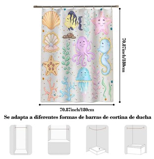 Foto 3 | Cortina De Baño Xtellar Estilo Premium Tela Impermeable Y Antimoho 180x180cm Con Ganchos Incluidos