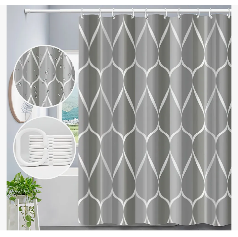 Foto 1 | Cortina Xtellar De Baño Tela Poliestér 200cm X 200cm + 12 Ganchos
