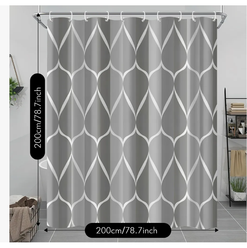 Foto 4 pulgar | Cortina Xtellar De Baño Tela Poliestér 200cm X 200cm + 12 Ganchos