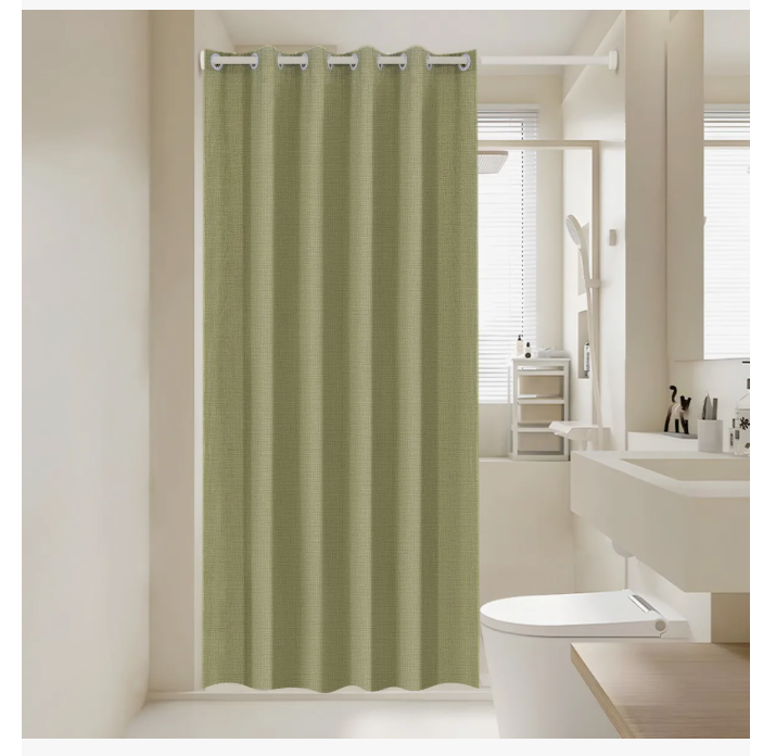 Foto 4 pulgar | Cortina Xtellar Para Baño De Tela Lavable Impermeable Lino 200x200 Verde 200×200