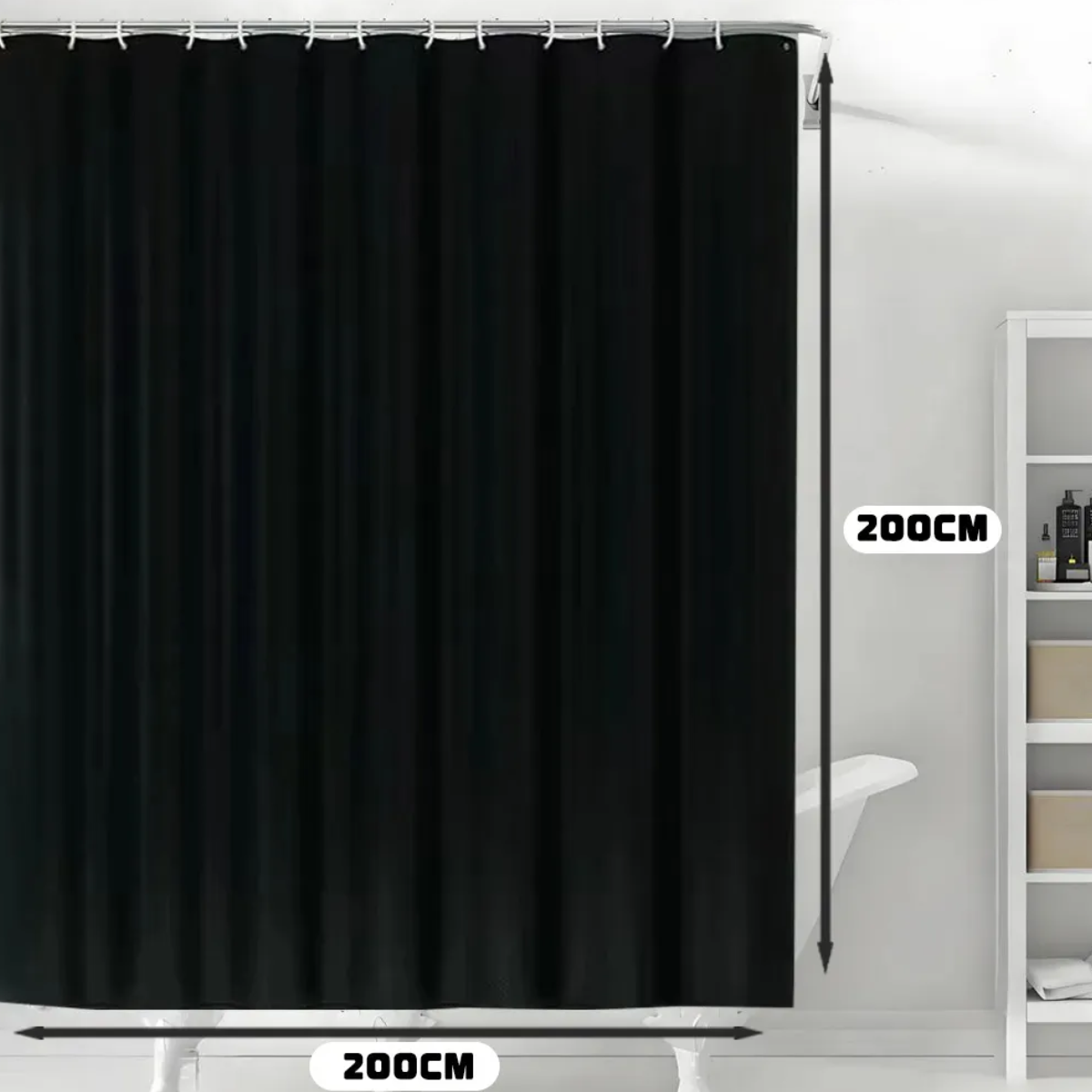 Foto 4 pulgar | Cortina De Baño Impermeable 200*200cm Eo Safe Imports Esi-20483 Negro