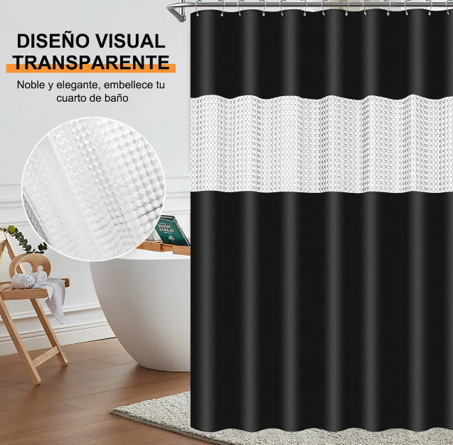 Foto 4 pulgar | Cortina De Ducha Xtellar Premium Antibacteriana E Impermeable Con Diseño Elegante Y Ganchos Incluidos
