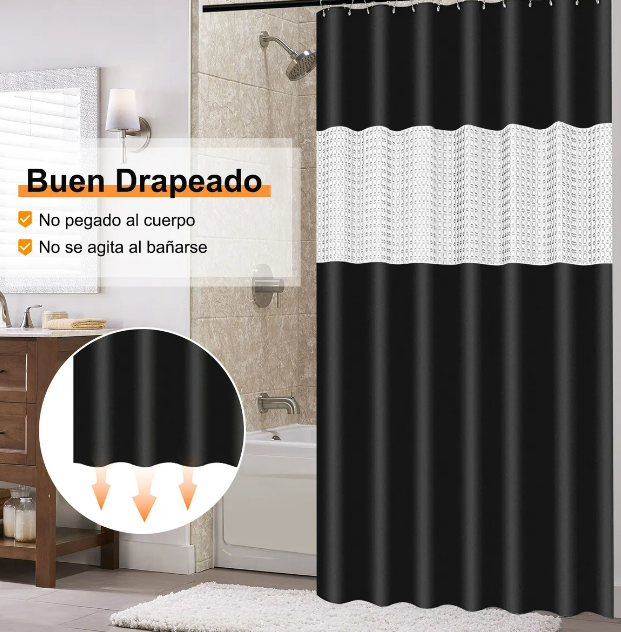 Foto 5 pulgar | Cortina De Ducha Xtellar Premium Antibacteriana E Impermeable Con Diseño Elegante Y Ganchos Incluidos