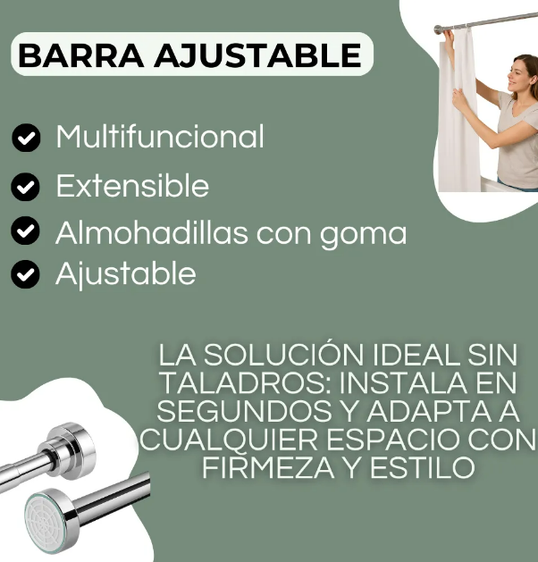 Foto 3 pulgar | Xtellar Barra De Cortina De Baño Y Ducha Extensible Premium En Acero Inoxidable