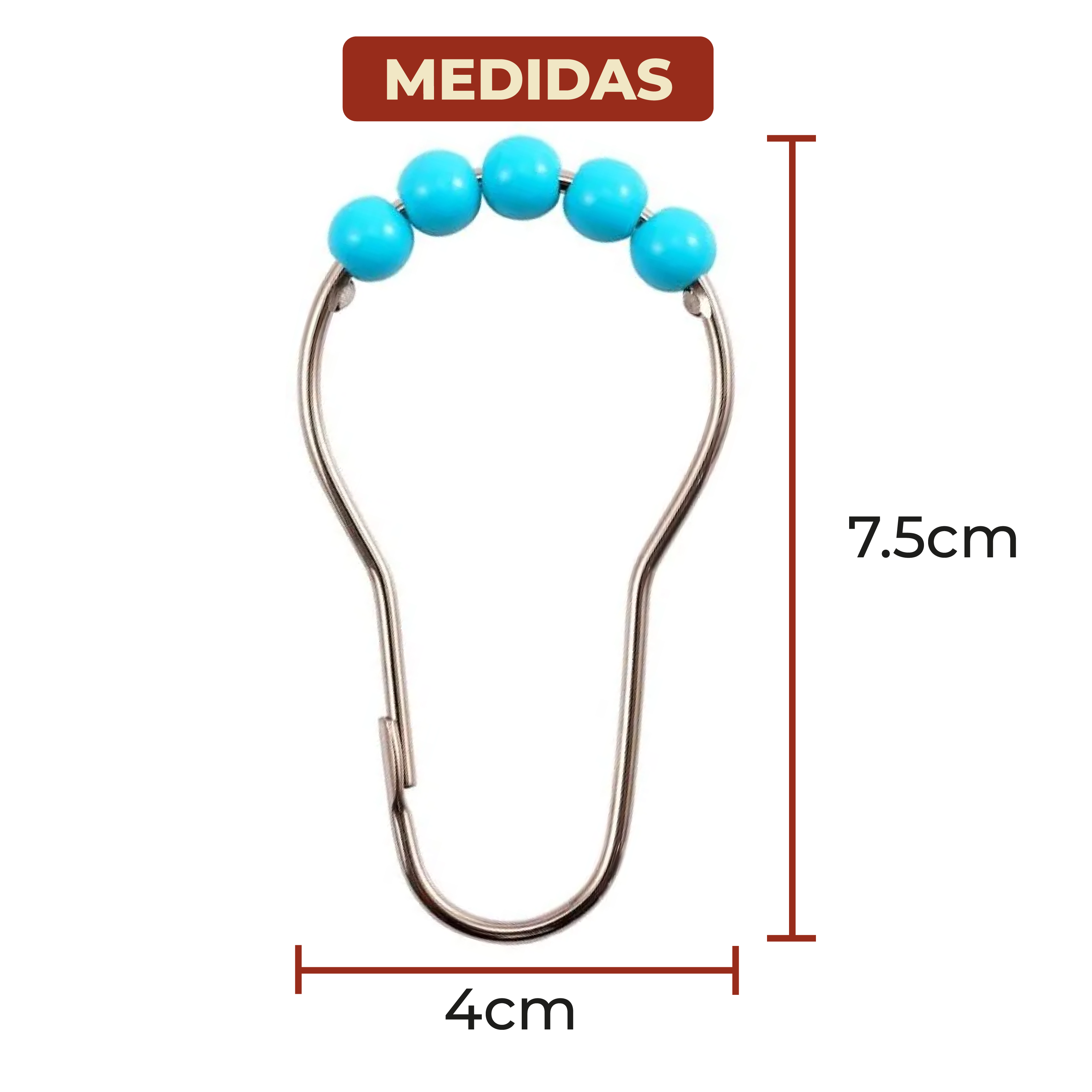 Foto 7 pulgar | Ganchos de Acero Inoxidable para Cortinas de Baño Azules Set de 12