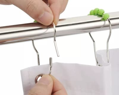 Foto 2 | Ganchos de Acero Inoxidable para Cortinas de Baño Verdes Set de 12