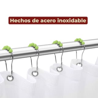 Foto 5 | Ganchos de Acero Inoxidable para Cortinas de Baño Verdes Set de 12