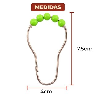 Foto 6 | Ganchos de Acero Inoxidable para Cortinas de Baño Verdes Set de 12
