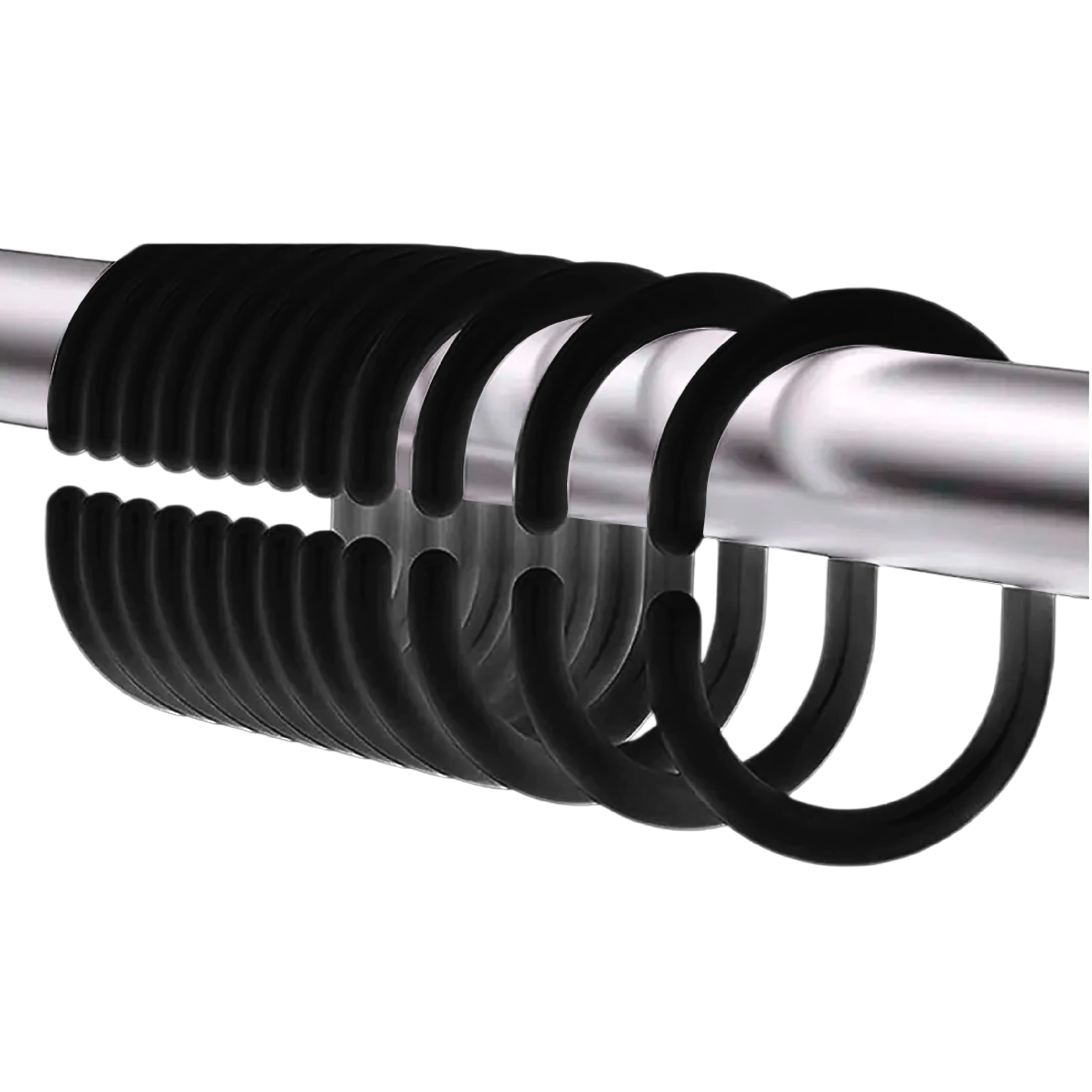 Set de 12 Ganchos para Cortina de Baño Tipo C de Plástico color Negro