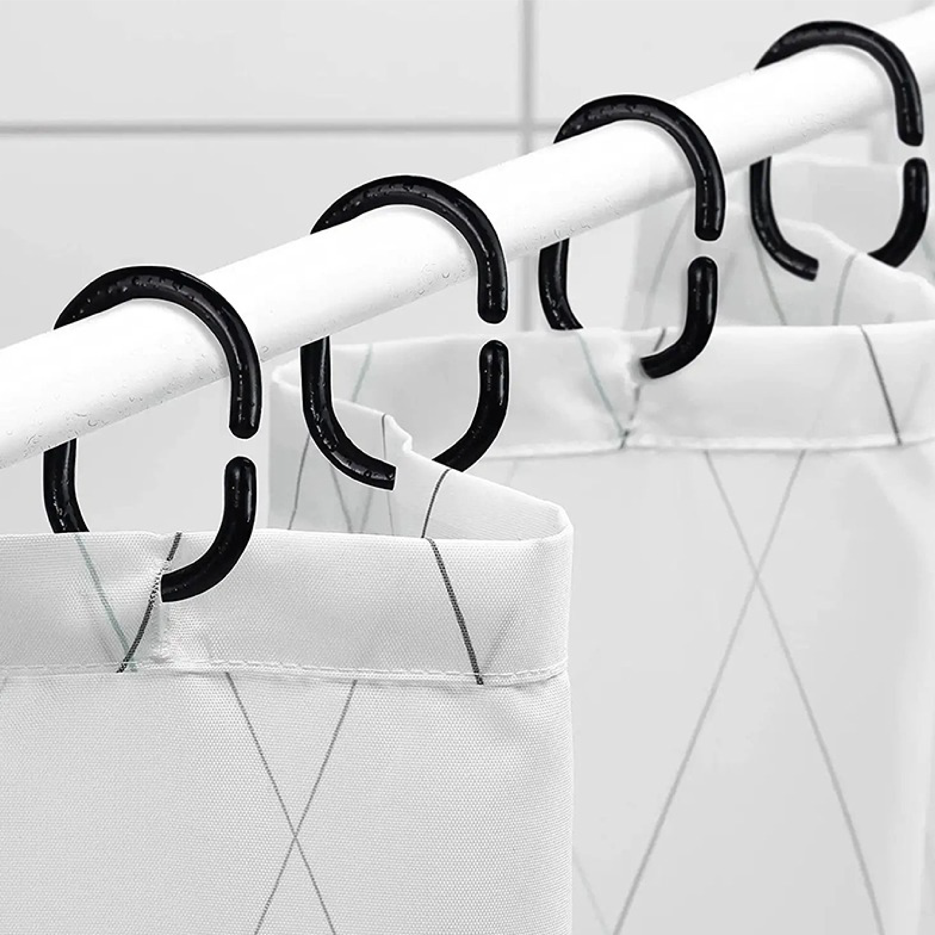 Foto 2 | Set de 12 Ganchos para Cortina de Baño Tipo C de Plástico color Negro
