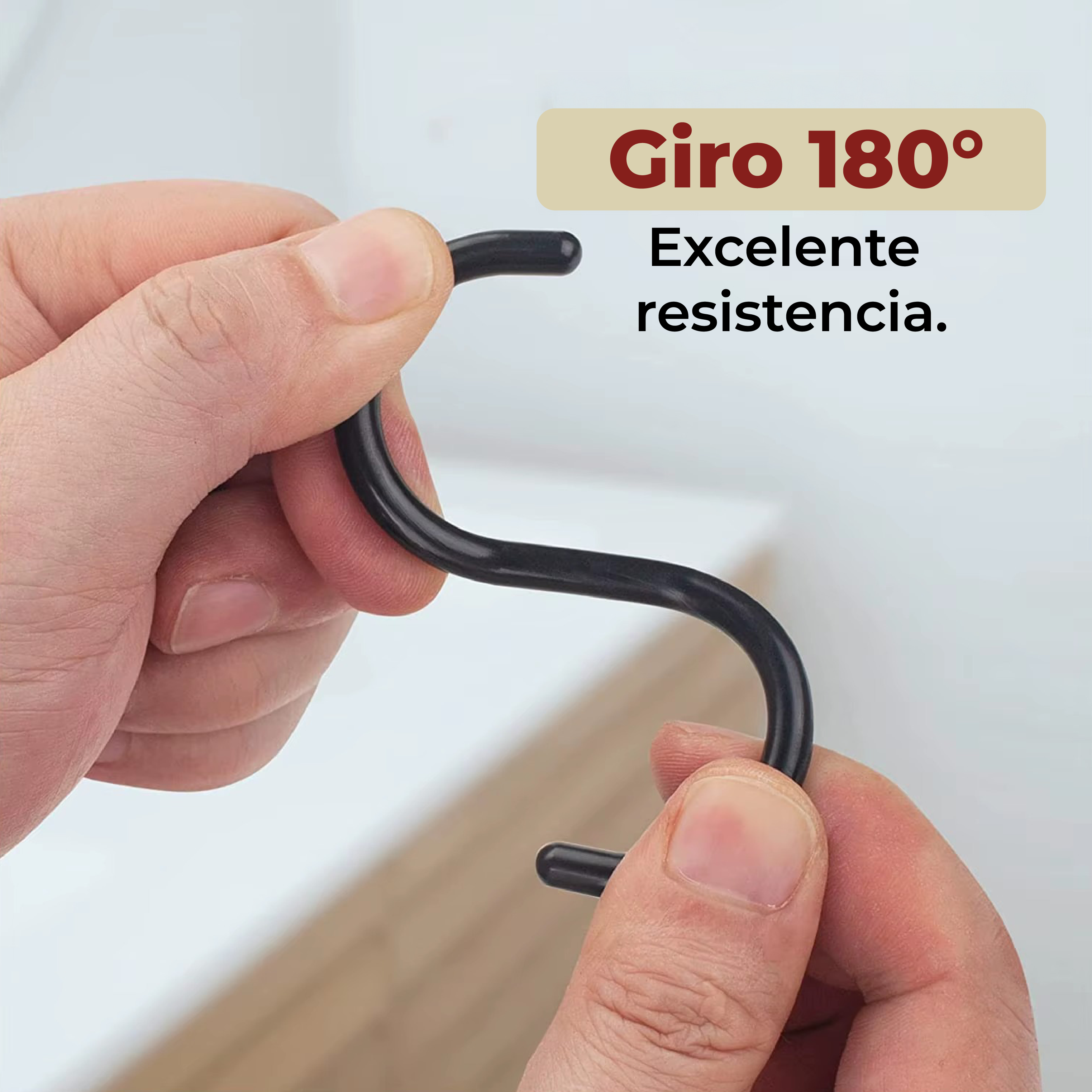 Foto 5 pulgar | Set de 12 Ganchos para Cortina de Baño Tipo C de Plástico Negros