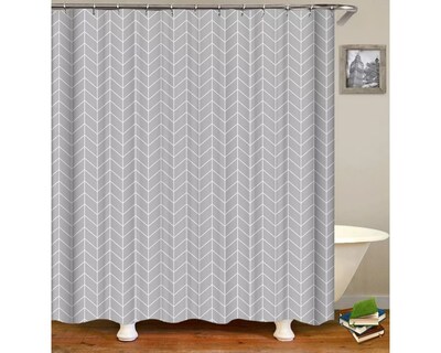 Foto 3 | Cortina de Baño color Gris Impermeable 180 X 180 CM con Ganchos de Acero