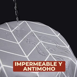 Foto 4 | Cortina de Baño Impermeable 180 x 180 cm Diseño de Líneas + Ganchos de Acero Inoxidable