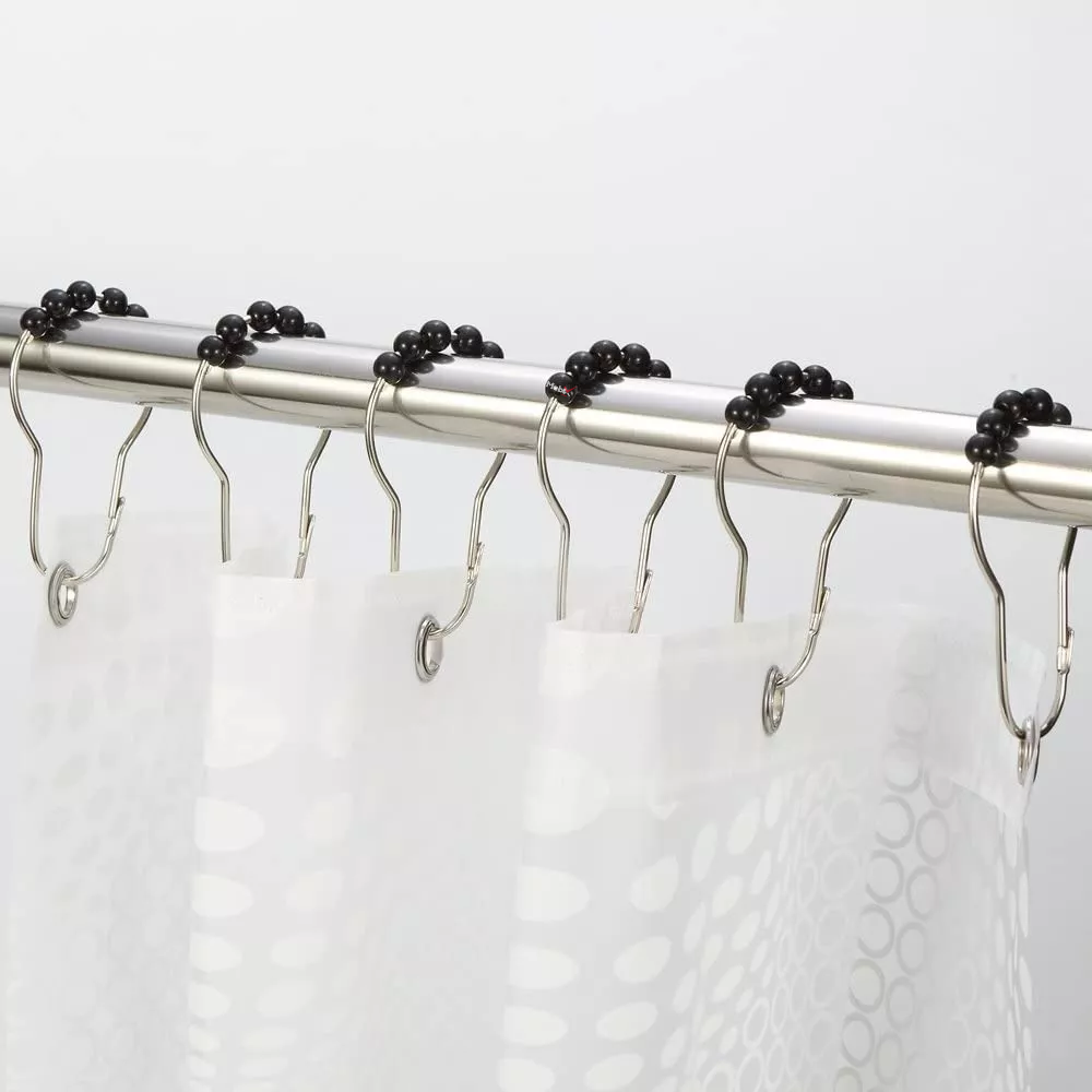 Foto 3 pulgar | Ganchos de Acero Inoxidable para Cortinas de Baño Negros Set de 12