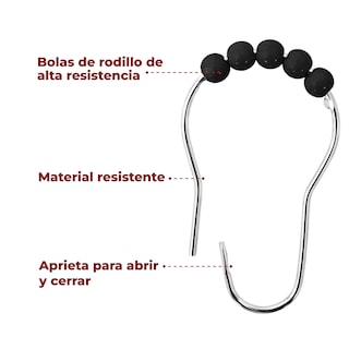 Foto 4 | Ganchos de Acero Inoxidable para Cortinas de Baño Negros Set de 12