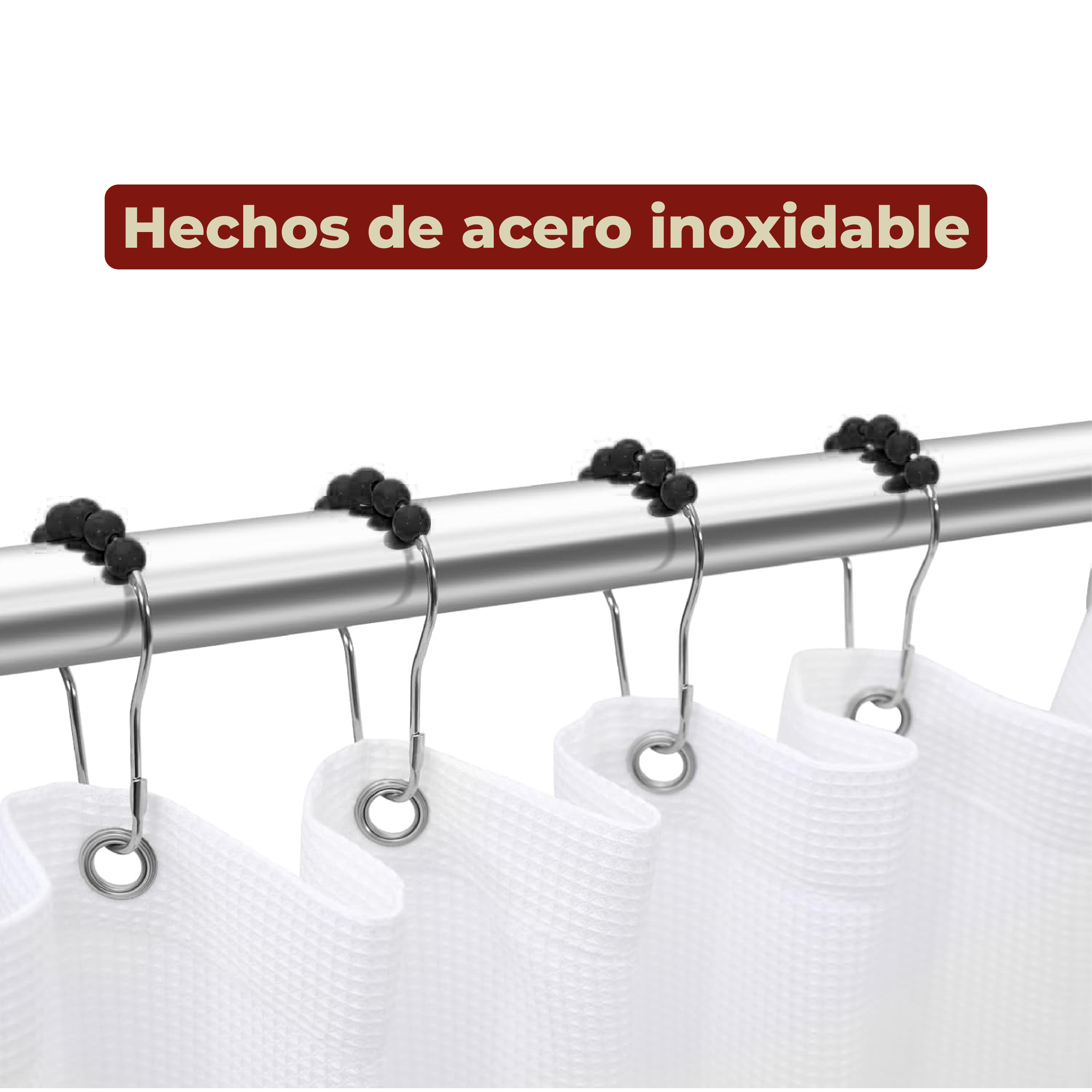 Foto 6 pulgar | Ganchos de Acero Inoxidable para Cortinas de Baño Negros Set de 12