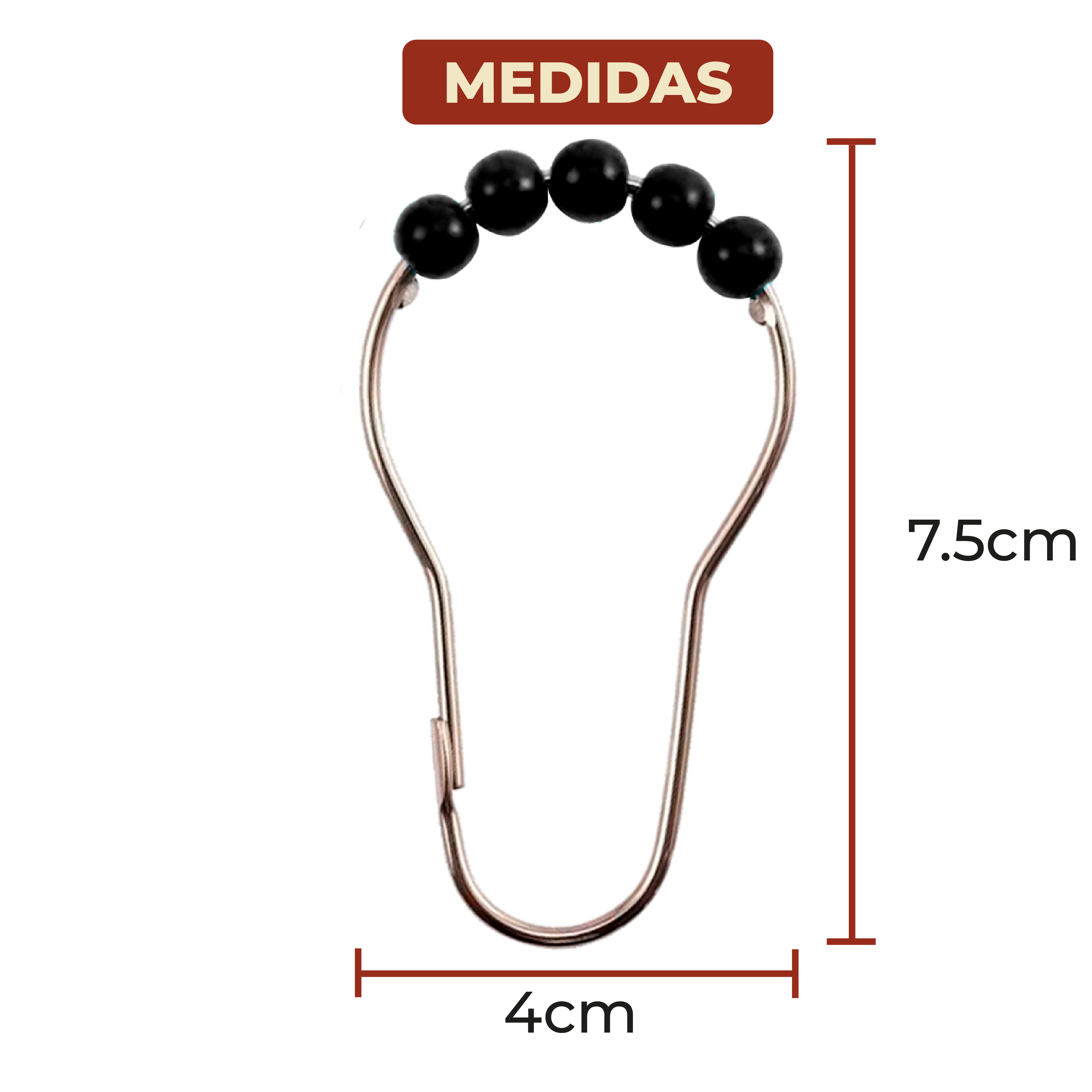Foto 7 pulgar | Ganchos de Acero Inoxidable para Cortinas de Baño Negros Set de 12