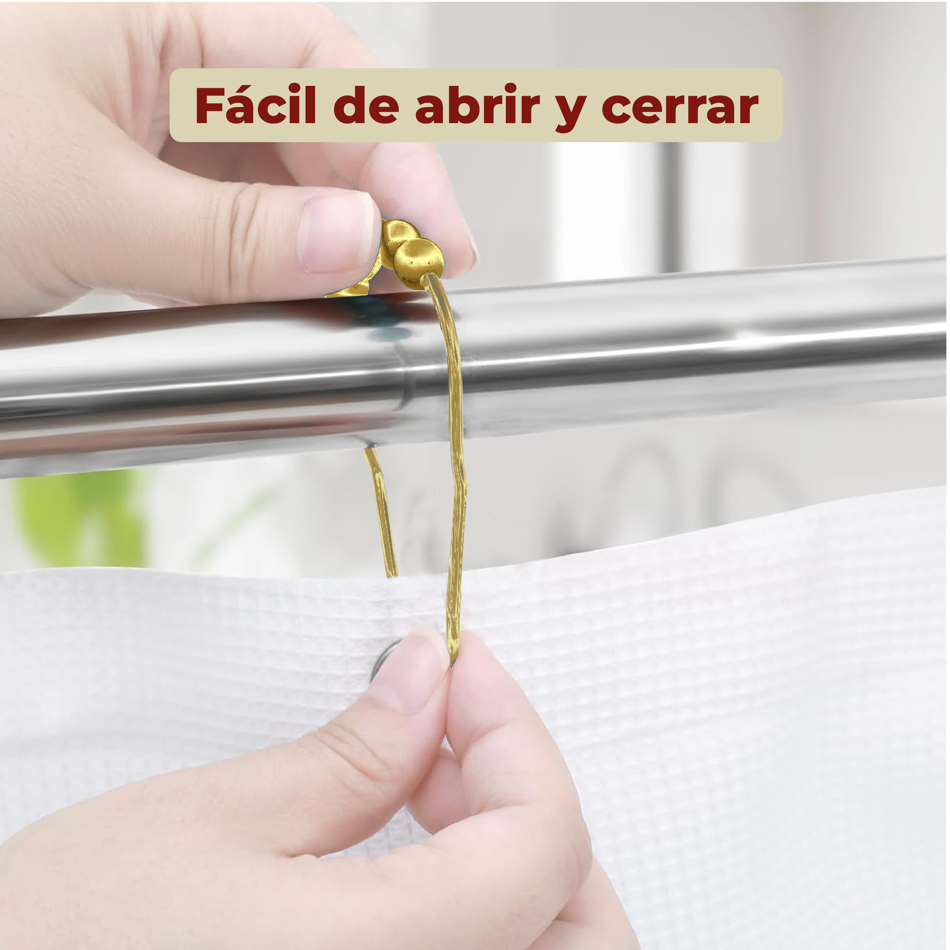 Foto 6 pulgar | Set De 12 Ganchos De Acero Inoxidable Para Cortinas De Baño Color Oro