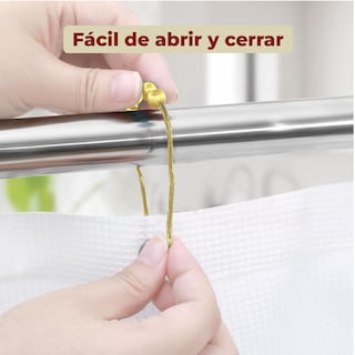 Foto 5 | Set De 12 Ganchos De Acero Inoxidable Para Cortinas De Baño Color Oro