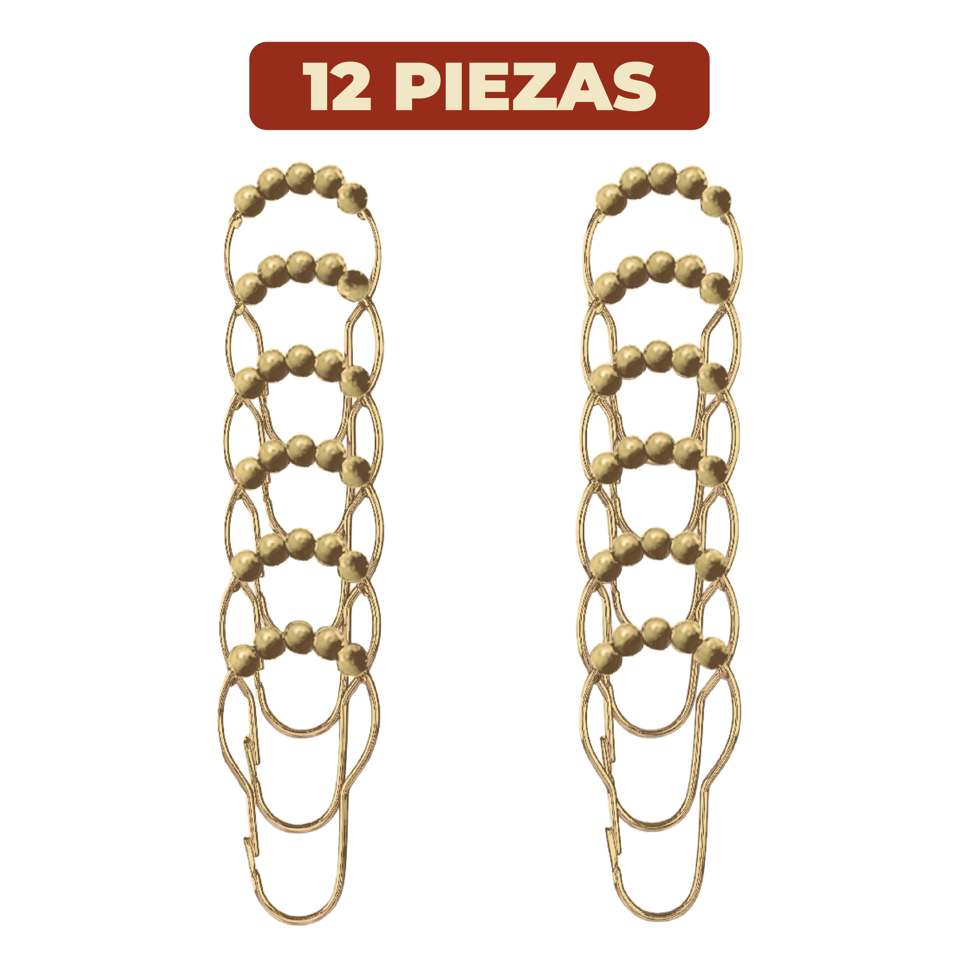 Foto 7 pulgar | Set De 12 Ganchos De Acero Inoxidable Para Cortinas De Baño Color Oro