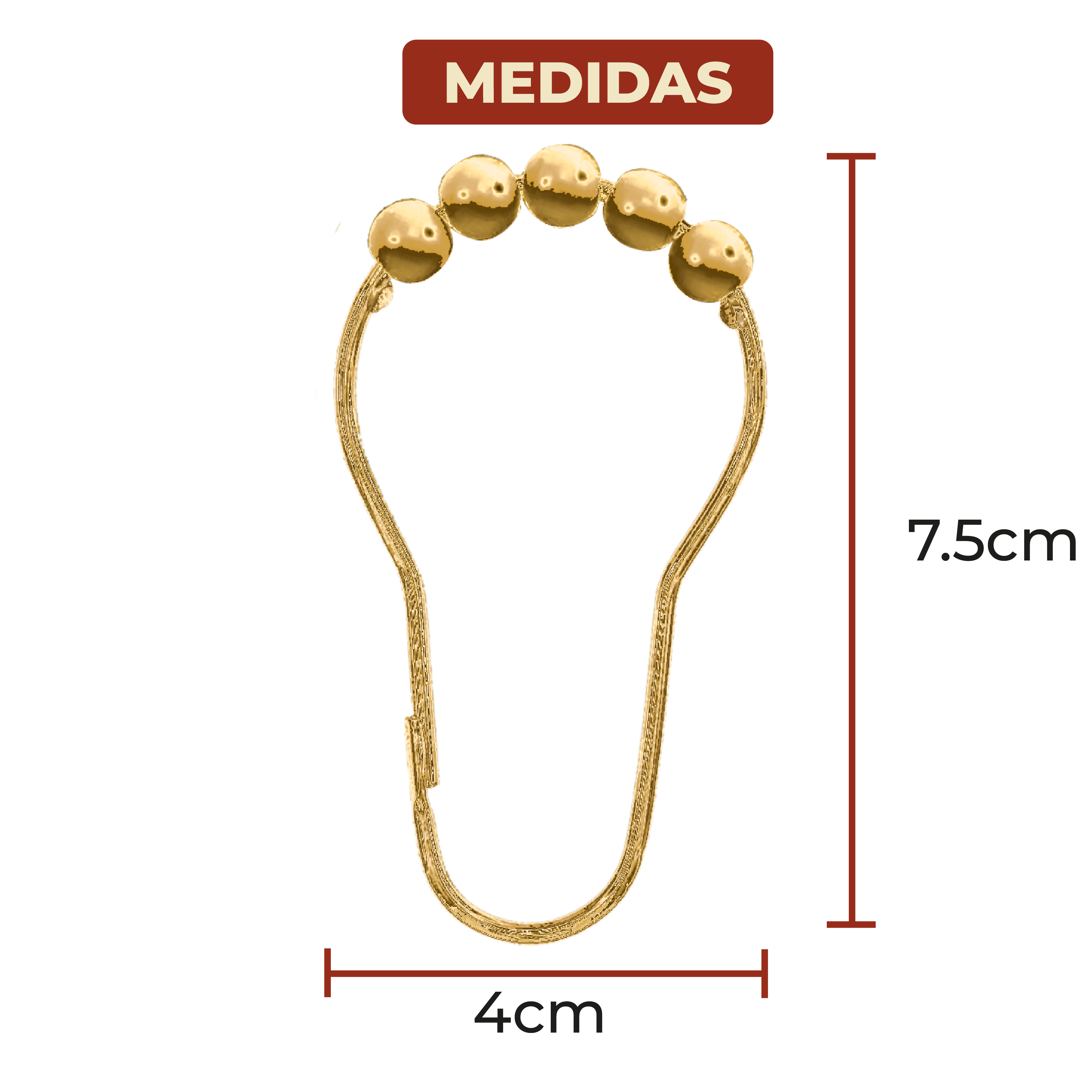 Foto 8 pulgar | Set De 12 Ganchos De Acero Inoxidable Para Cortinas De Baño Color Oro