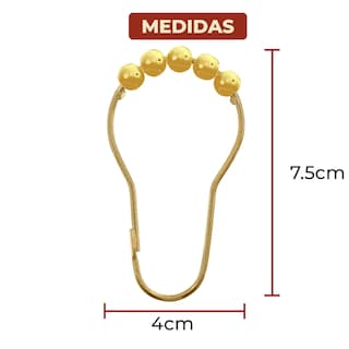 Foto 7 | Set De 12 Ganchos De Acero Inoxidable Para Cortinas De Baño Color Oro