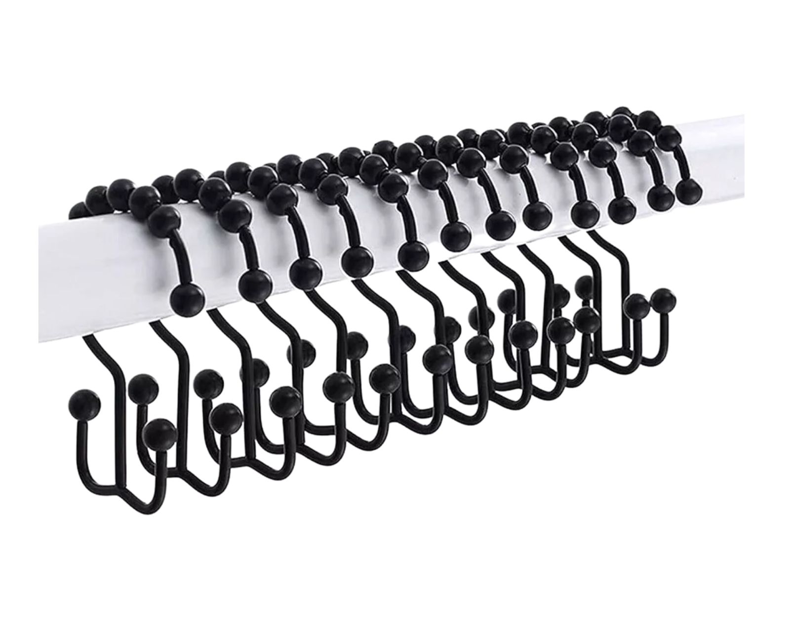 Ganchos Dobles color Negro de Acero Inoxidable para Cortinas de Baño 12 PZAS