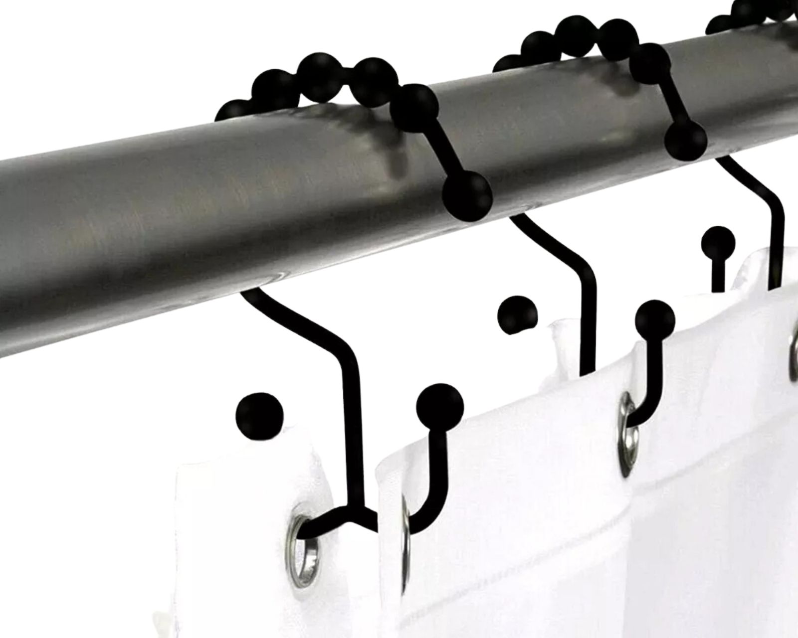 Foto 4 pulgar | Ganchos Dobles color Negro de Acero Inoxidable para Cortinas de Baño 12 PZAS