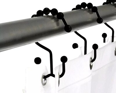 Foto 3 | Ganchos Dobles color Negro de Acero Inoxidable para Cortinas de Baño 12 PZAS