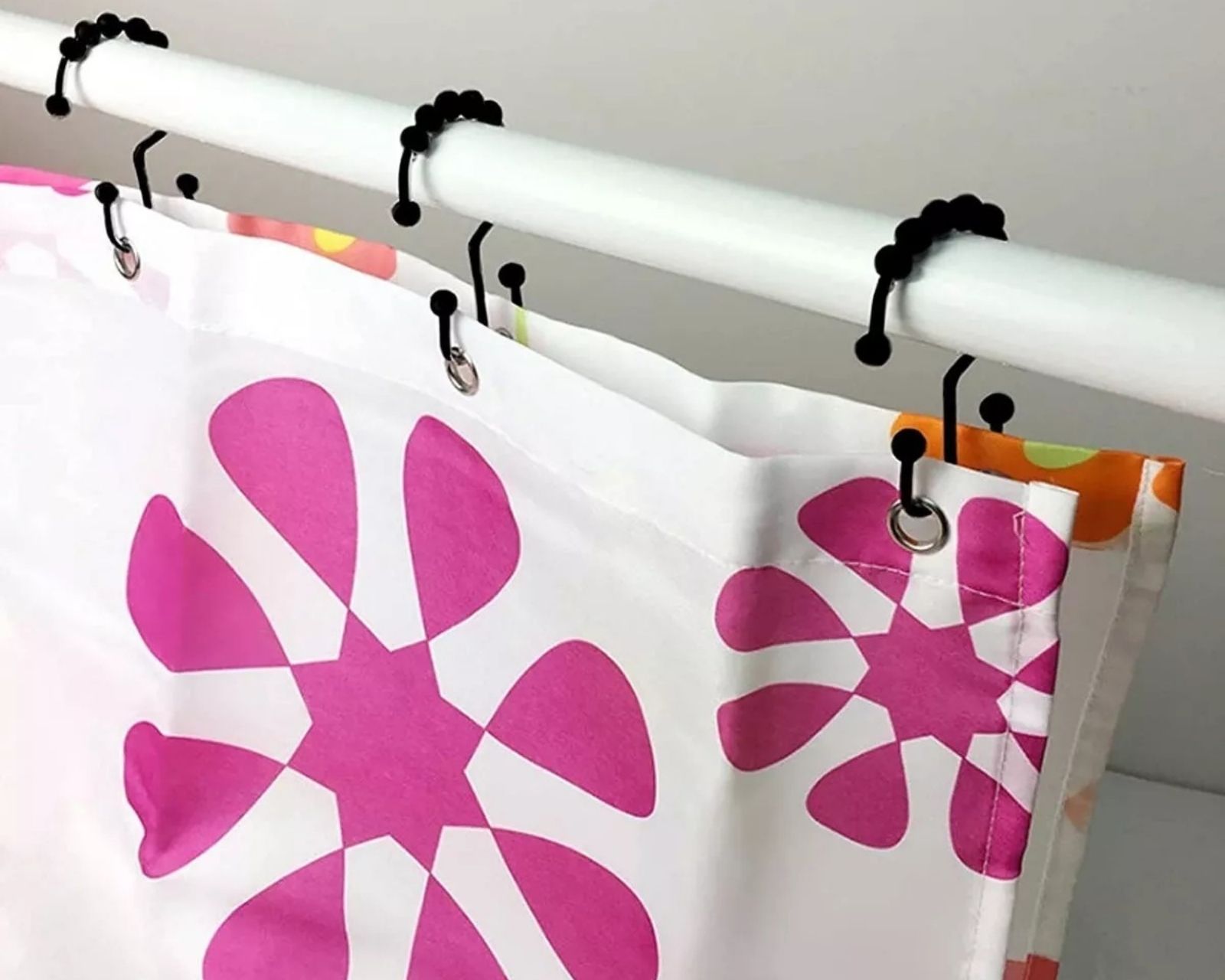 Foto 5 | Ganchos Dobles color Negro de Acero Inoxidable para Cortinas de Baño 12 PZAS