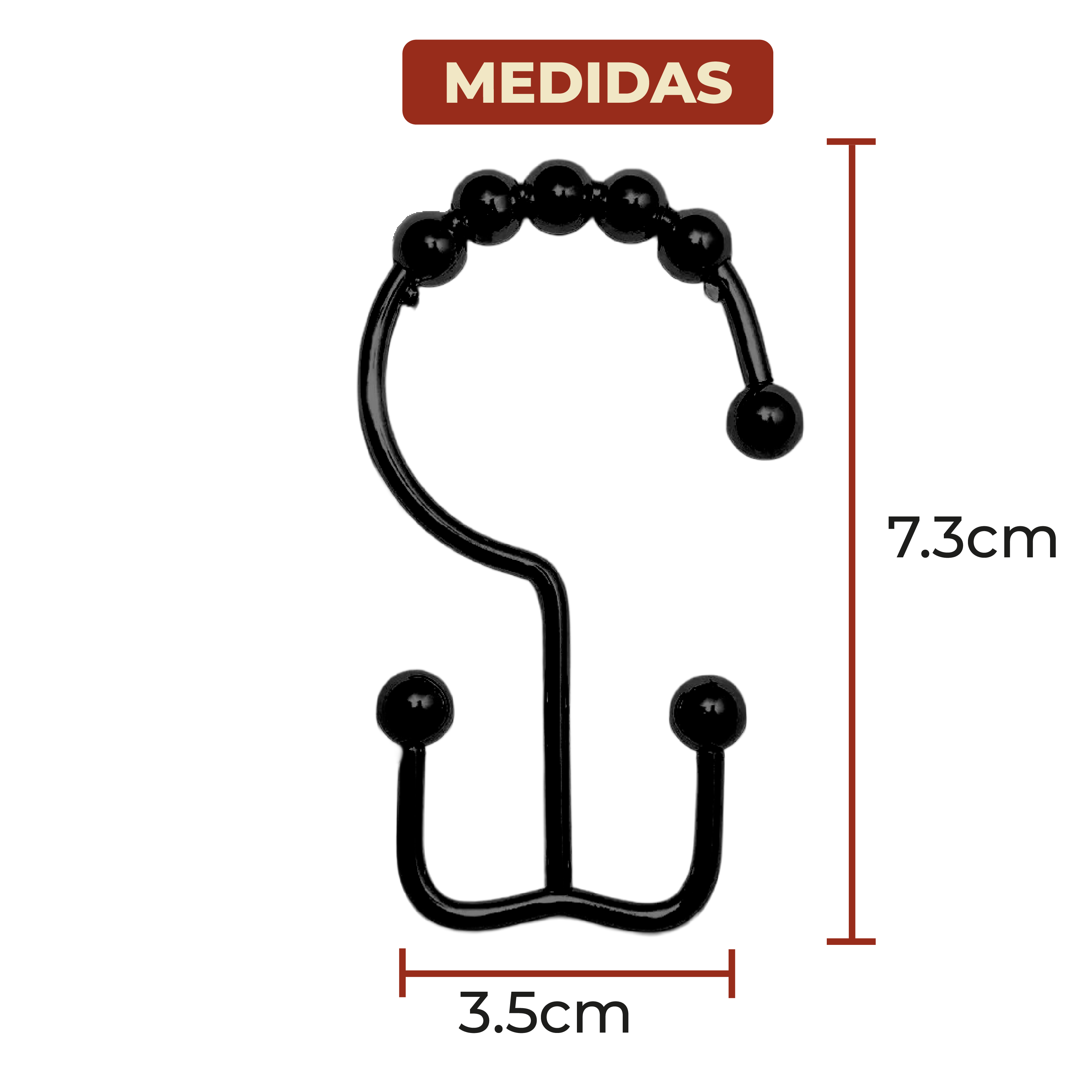 Foto 8 pulgar | Set De 12 Ganchos Dobles De Acero Inoxidable Para Cortinas De Baño Color Negro