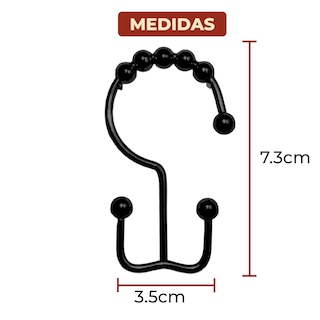 Foto 7 | Set De 12 Ganchos Dobles De Acero Inoxidable Para Cortinas De Baño Color Negro