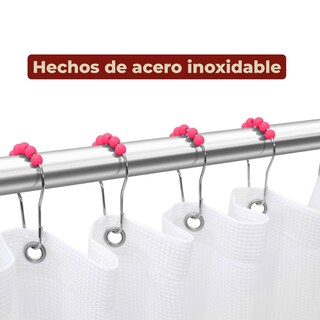 Foto 5 | Ganchos de Acero Inoxidable para Cortinas de Baño Magenta Set de 12