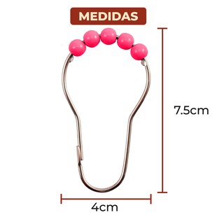 Foto 6 | Ganchos de Acero Inoxidable para Cortinas de Baño Magenta Set de 12
