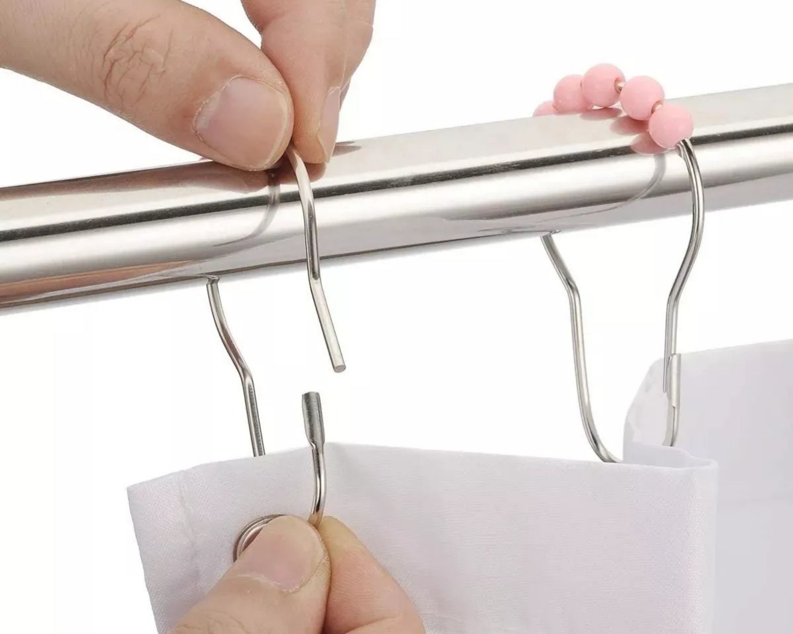 Foto 4 pulgar | Ganchos de Acero Inoxidable para Cortinas de Baño Rosa Set de 12