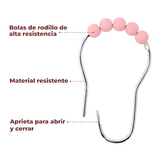 Foto 4 | Ganchos de Acero Inoxidable para Cortinas de Baño Rosa Set de 12