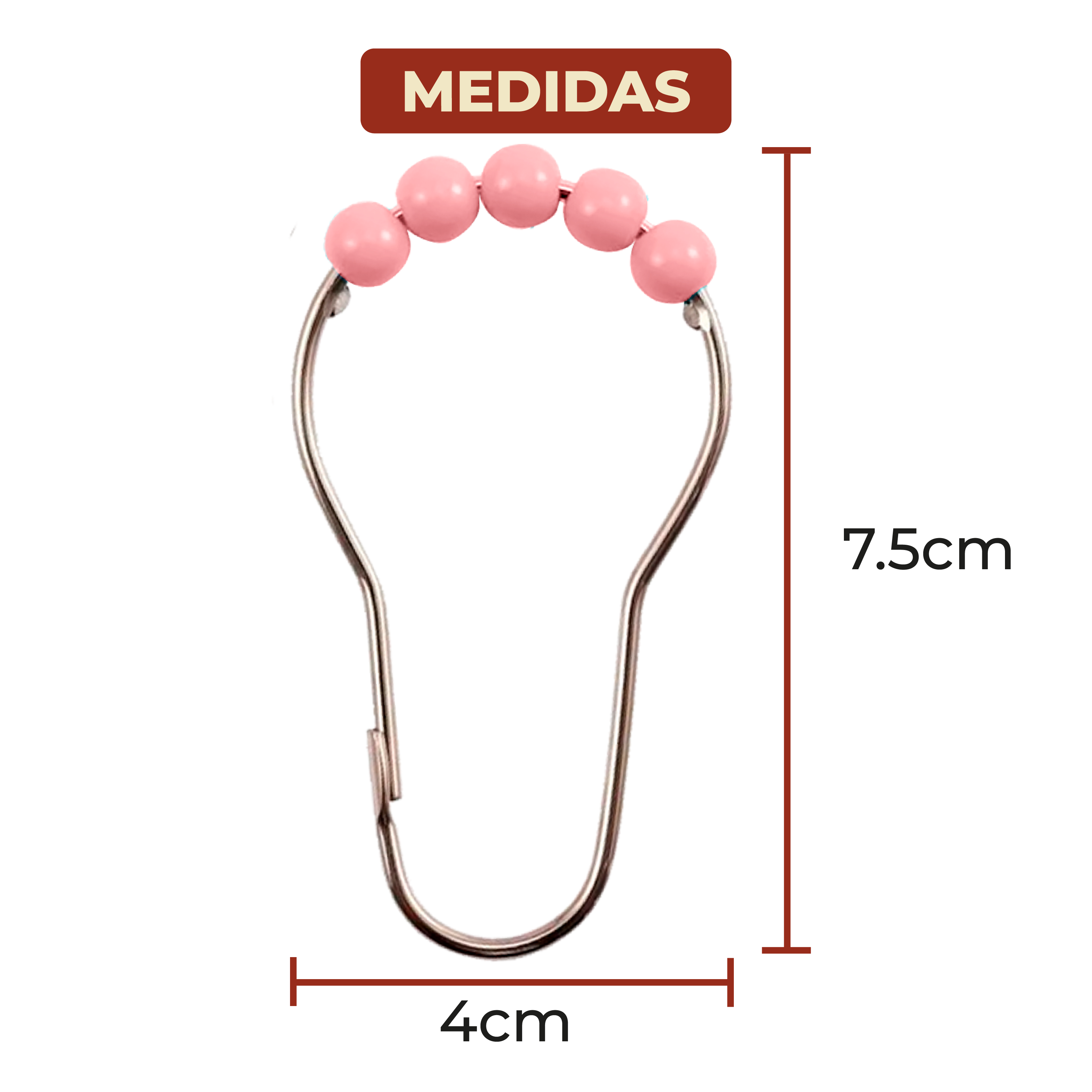 Foto 7 pulgar | Ganchos de Acero Inoxidable para Cortinas de Baño Rosa Set de 12