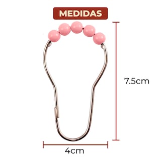 Foto 6 | Ganchos de Acero Inoxidable para Cortinas de Baño Rosa Set de 12