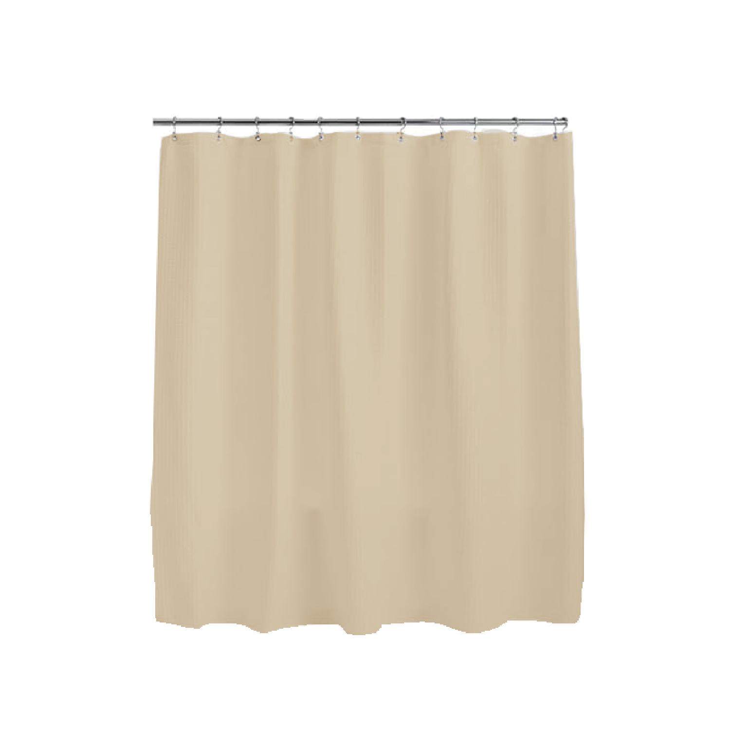 Cortina De Baño Con Tejido De Gofre 180 X 180 Cm color Amarillo + Ganchos Acero Inoxidable